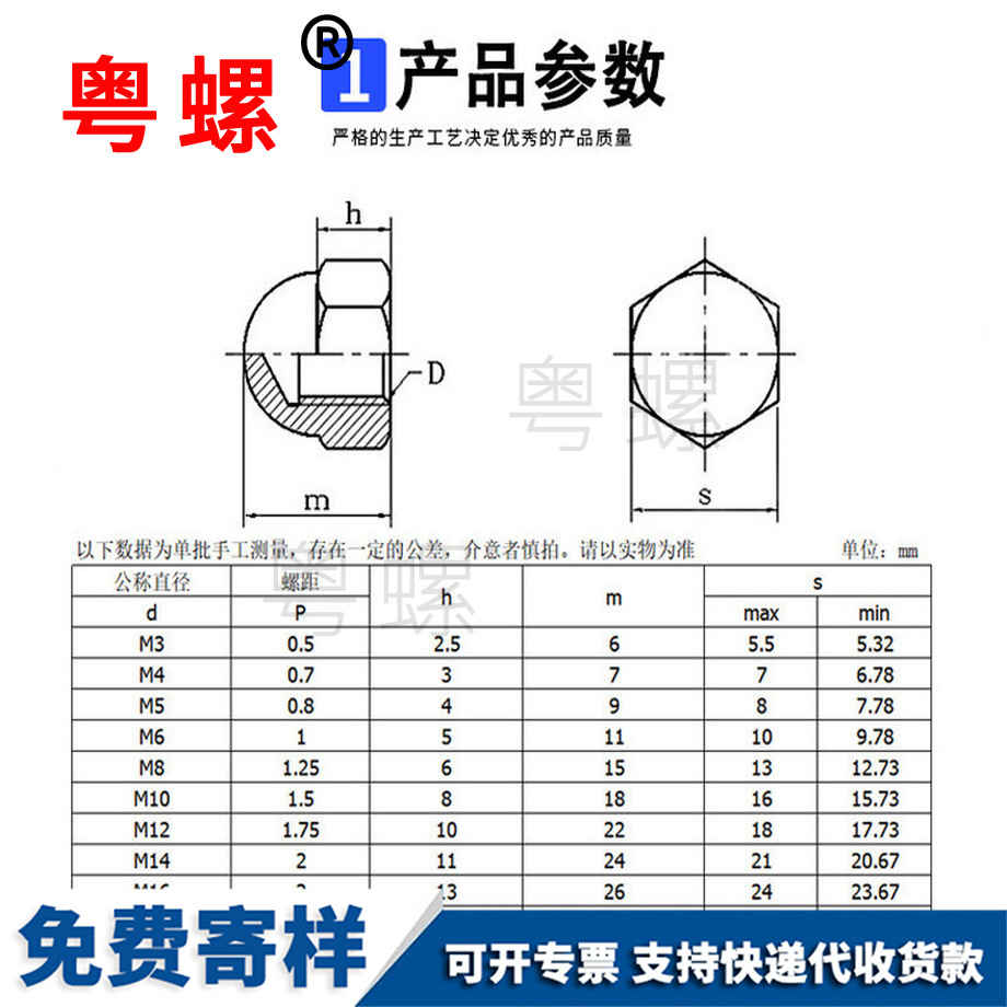 加工黑色大理盖形螺母