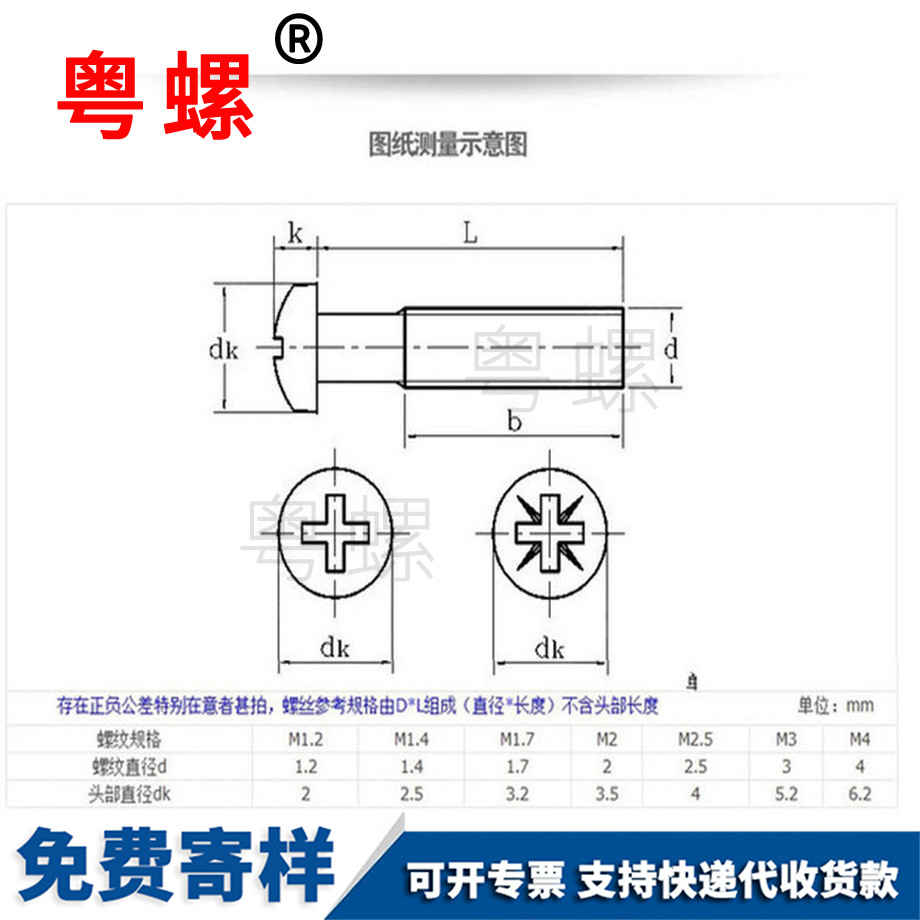 加工圆头十字合川小螺丝